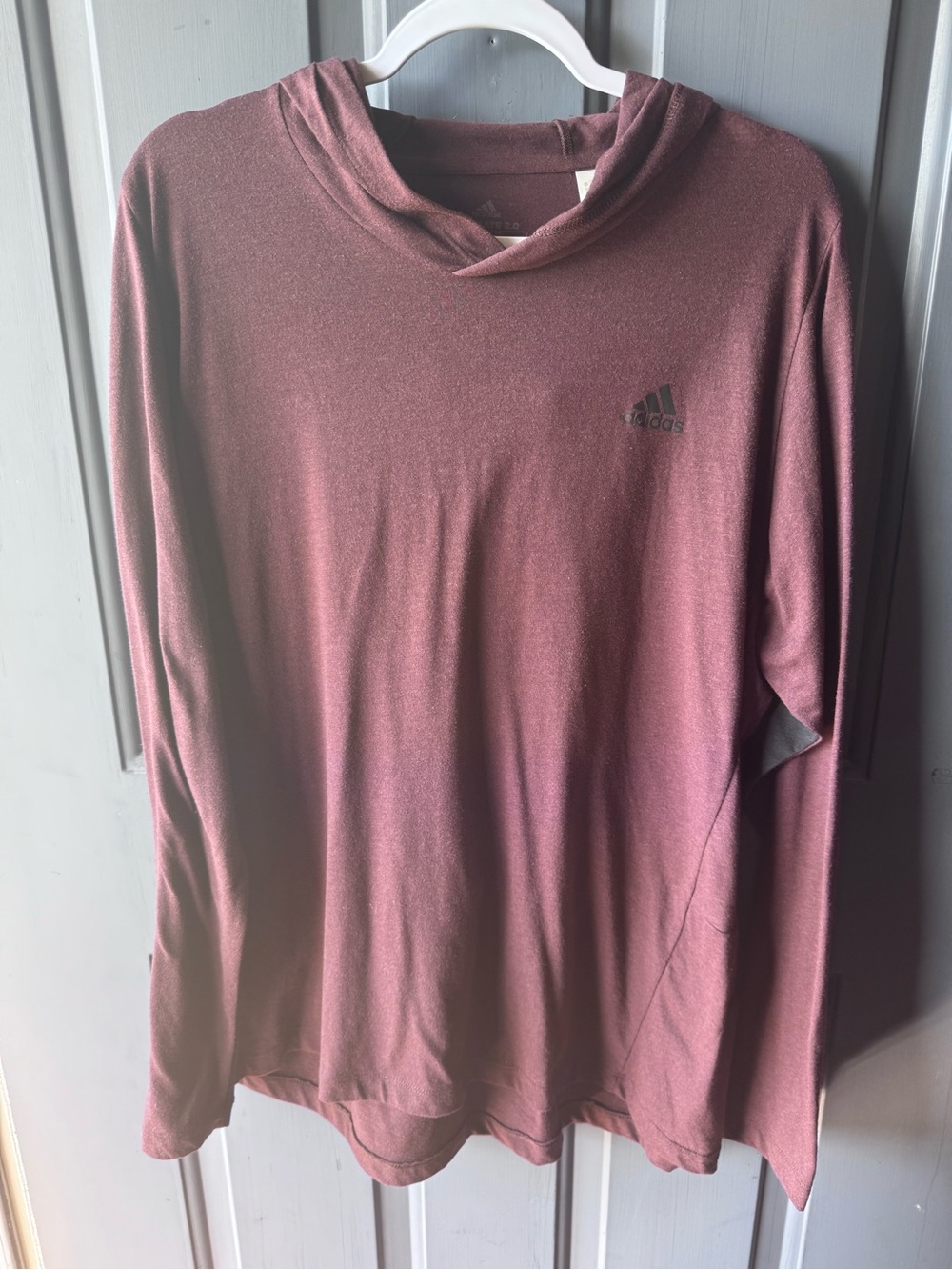 adidas Men's Maroon Hooded Long Sleeve Shirt